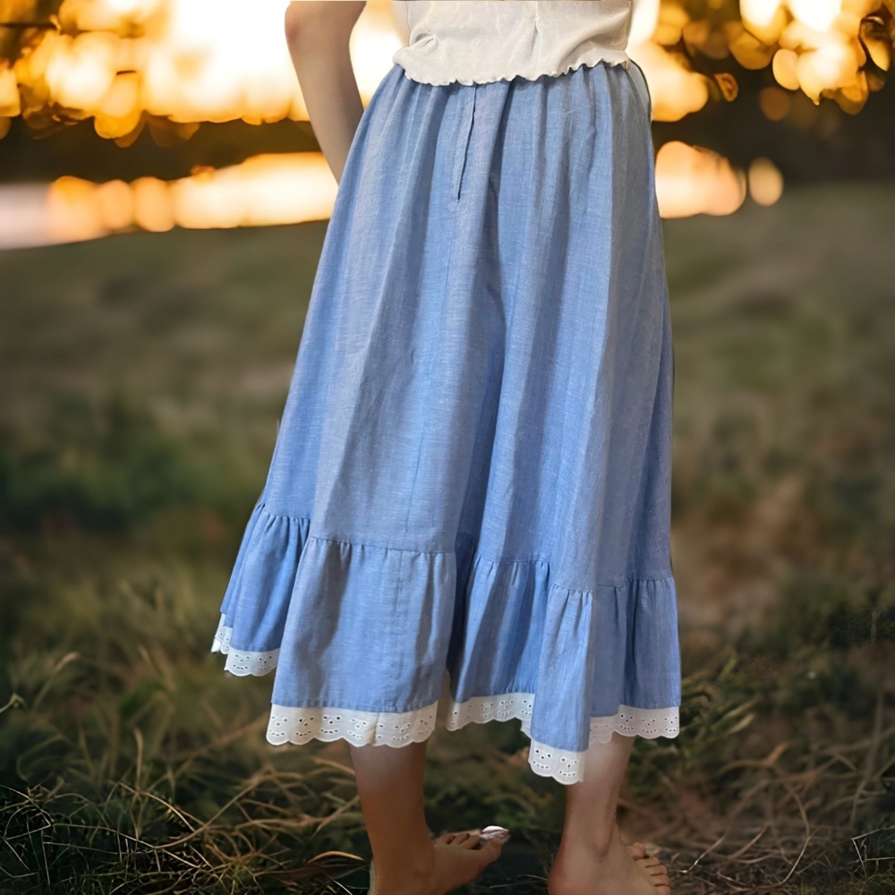 Vtg 70s Prairie Skirt - Picture 3 of 7